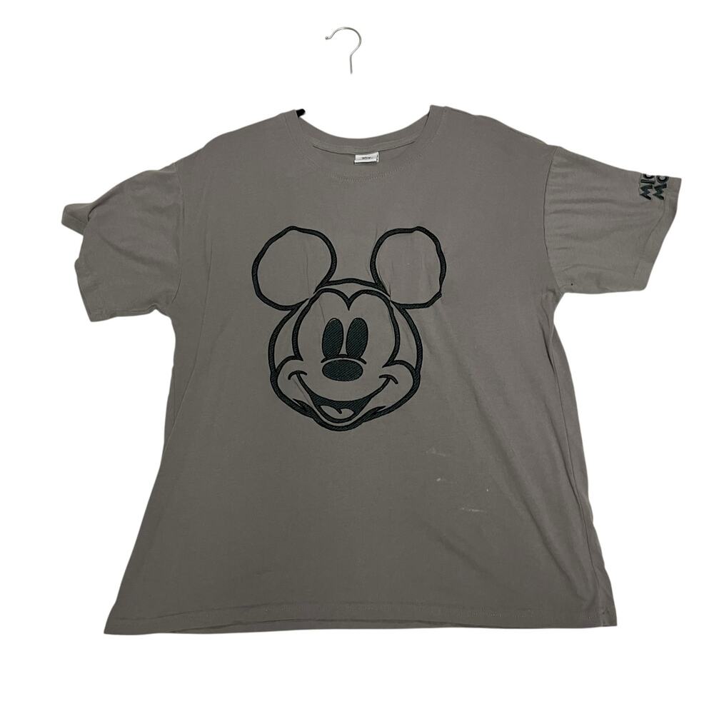 Disney Gray Embroidered Mickey Mouse T Shirt Size XL